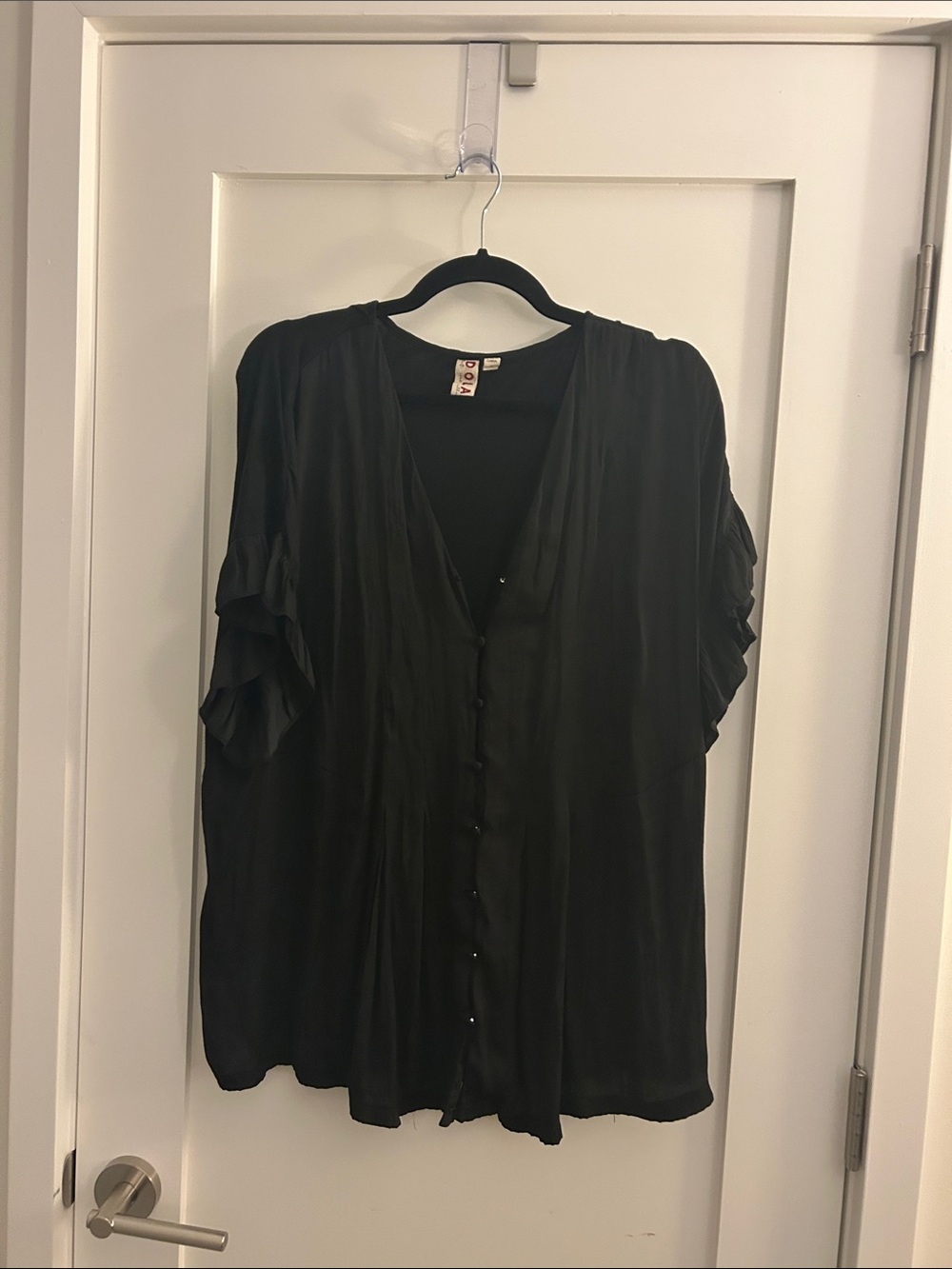 dolan Black Top with Ruffle Sleeve